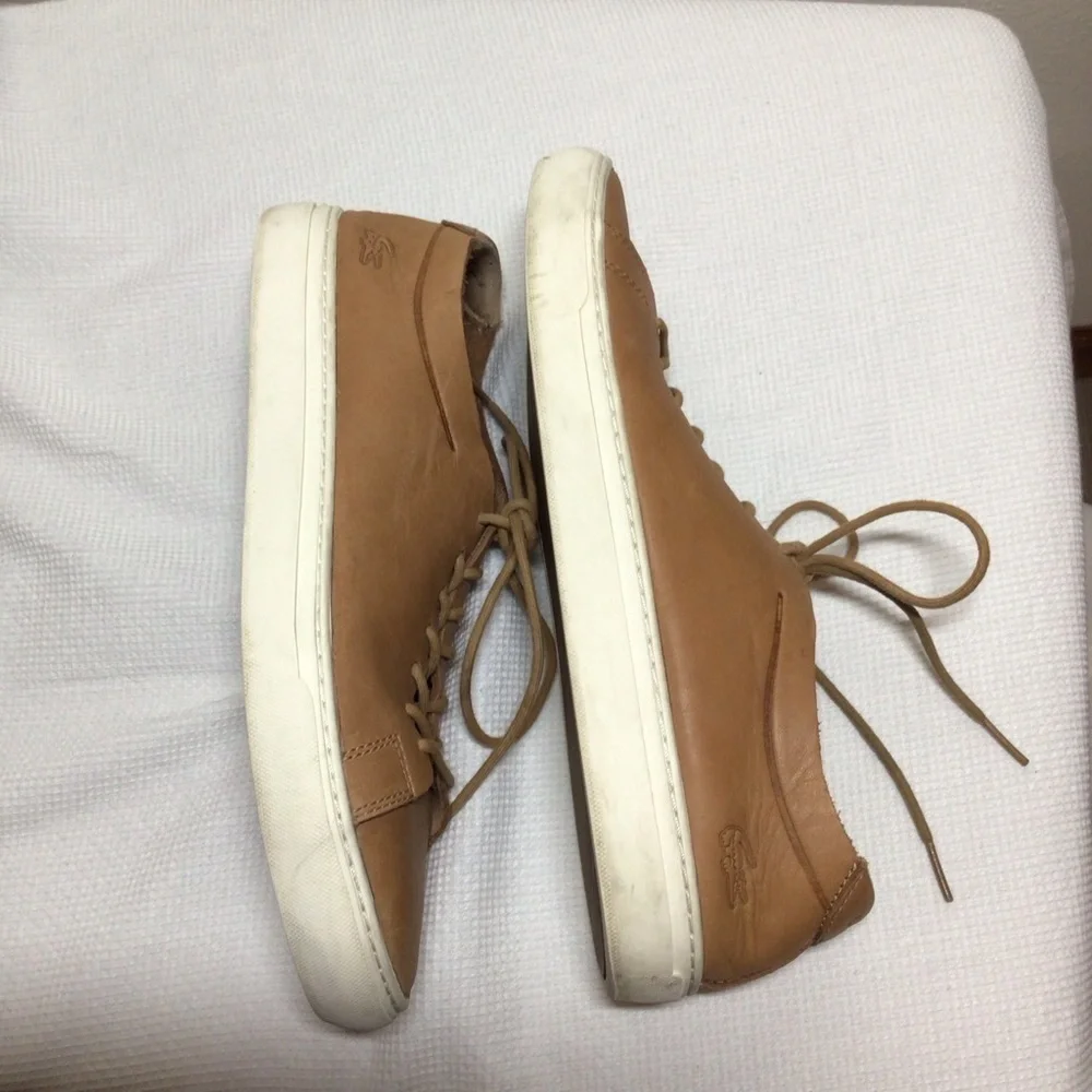 Lacoste Men’s unlined L12.12 sneaker Tan size 11.5 leather - Picture 3 of 10